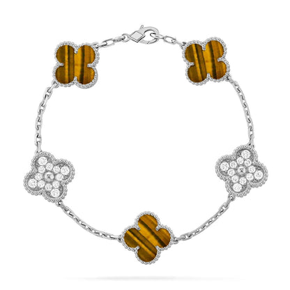 [Garvey ] CLOVER 5 MOTIFS TIGER EYE BRACELET COLLECTION