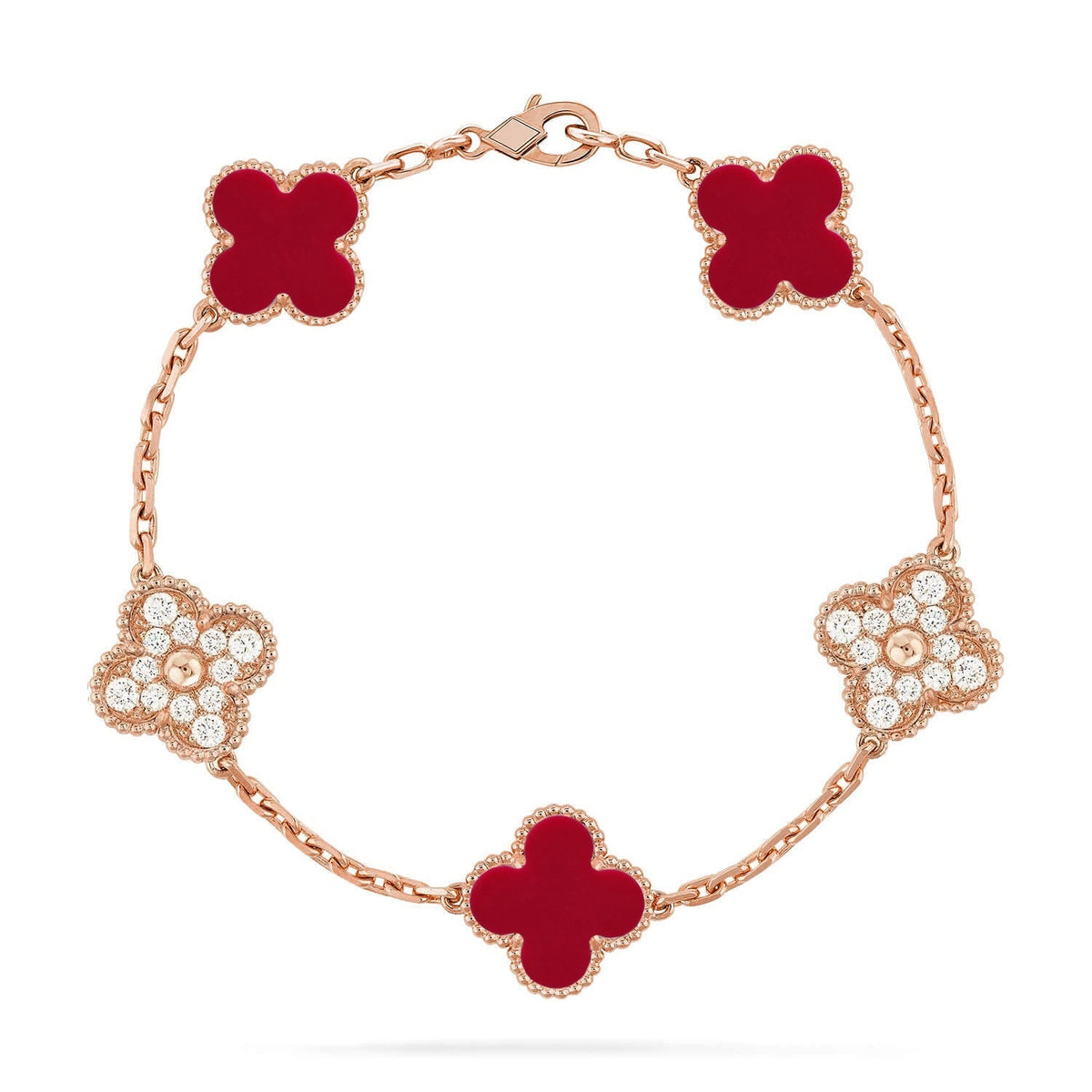 [Garvey ] CLOVER 5 MOTIF RED CORNELIAN BRACELET COLLECTION