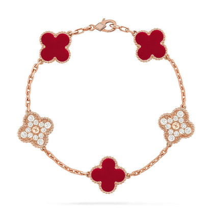 [Garvey ] CLOVER 5 MOTIF RED CORNELIAN BRACELET COLLECTION