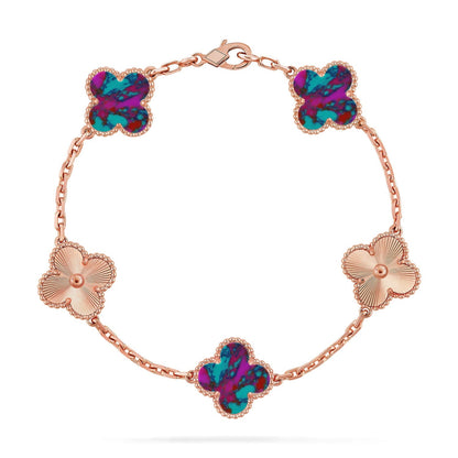 [Garvey]LUCKY CLOVER 5-MOTIF BRACELET - MULTI-GEM COLLECTION