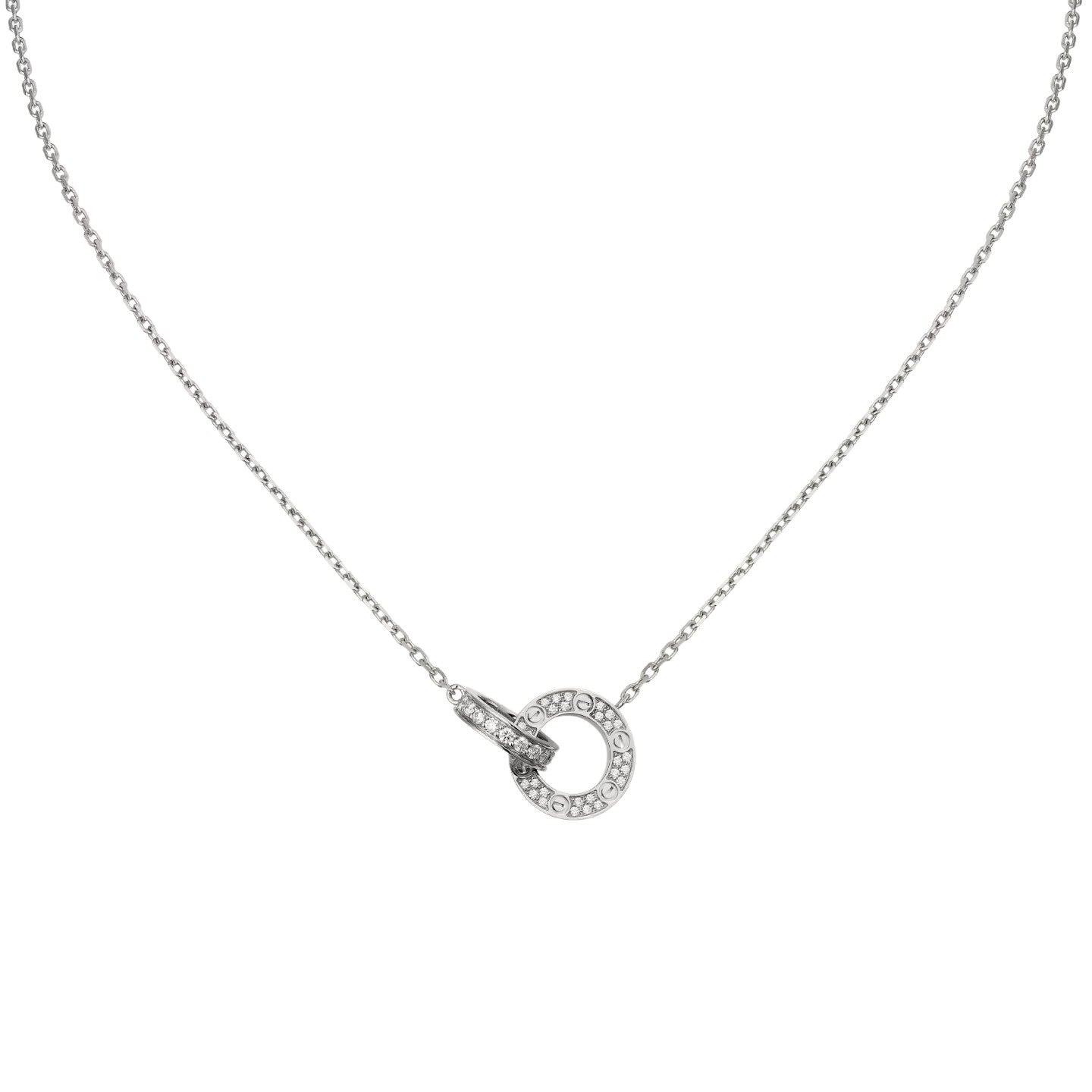 [Garvey]LOVE DOUBLE-RING PENDANT FULL-PAVÉ NECKLACE