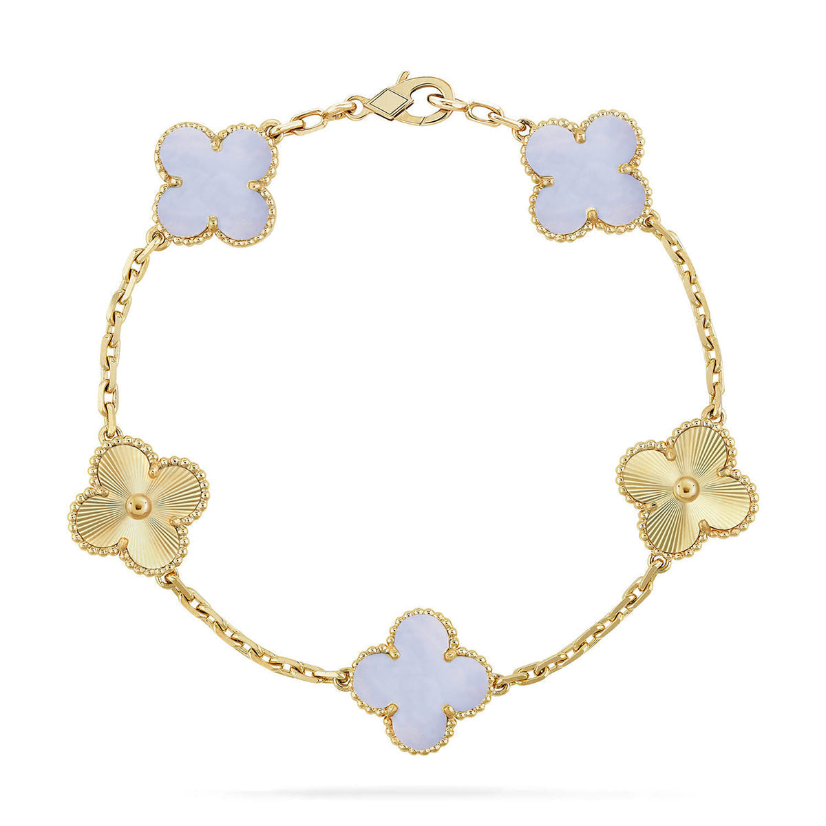 [Garvey ] CLOVER 5 MOTIF PURPLE CHALCEDONY BRACELET COLLECTION