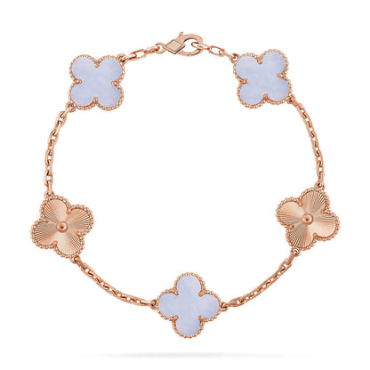 [Garvey ] CLOVER 5 MOTIF PURPLE CHALCEDONY BRACELET COLLECTION