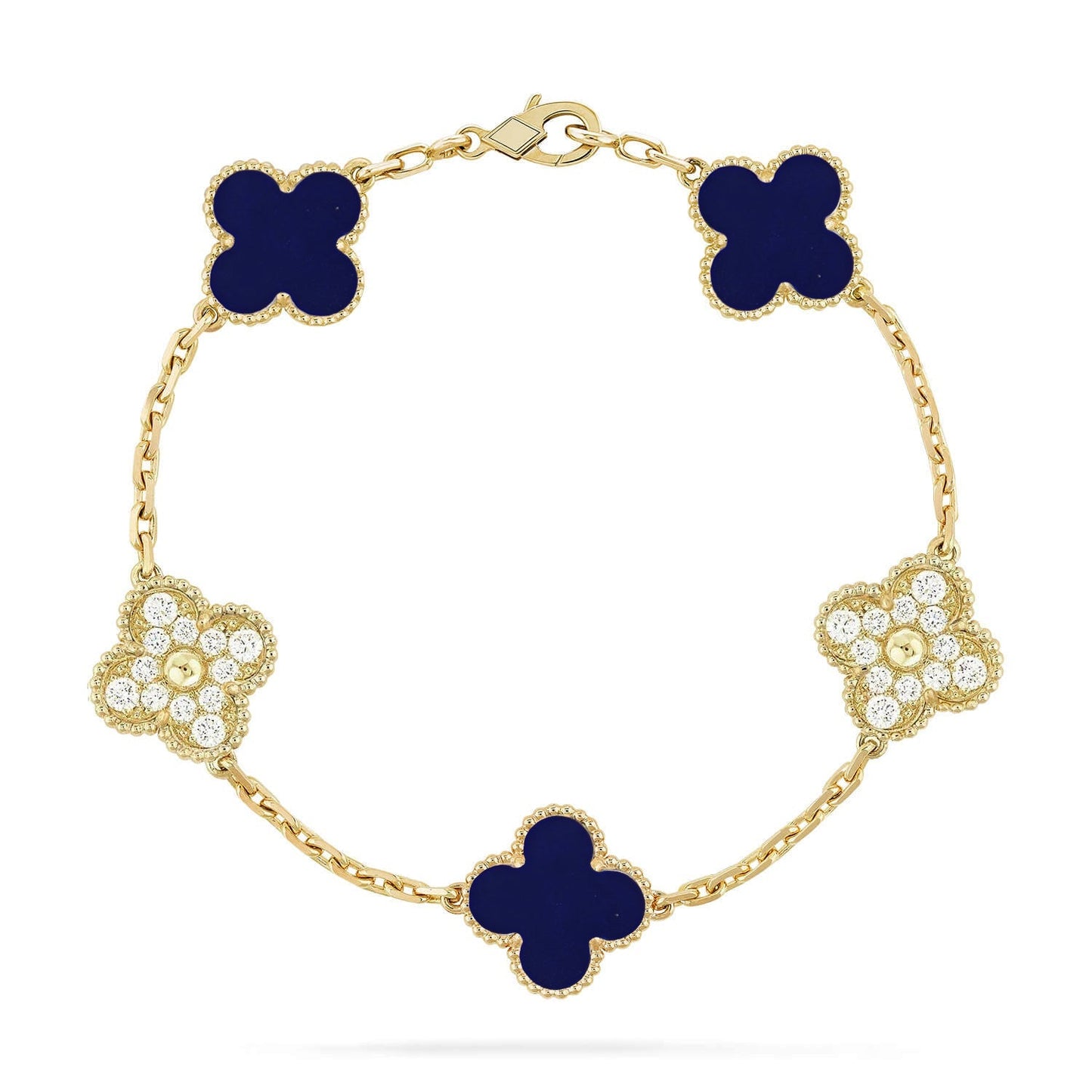 [Garvey]LUCKY CLOVER 5-MOTIF BRACELET - LAPIS LAZULI COLLECTION