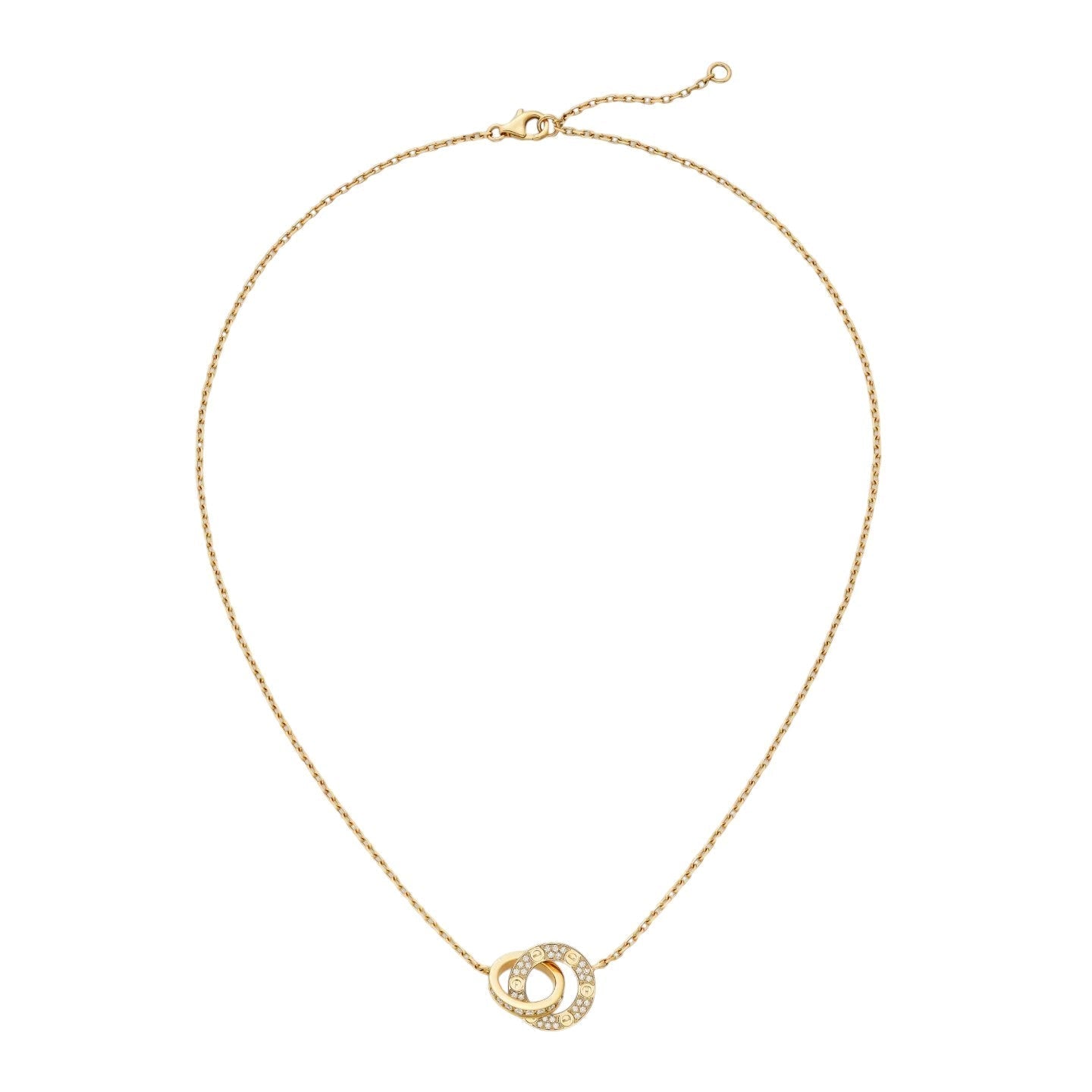 [Garvey]LOVE DOUBLE-RING PENDANT FULL-PAVÉ NECKLACE