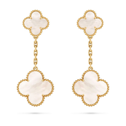 [Garvey]CLOVER DUAL-MOTIF STATEMENT STUD EARRINGS - DOUBLE-CHARM COLLECTION