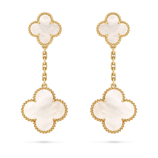 [Garvey]CLOVER DUAL-MOTIF STATEMENT STUD EARRINGS - DOUBLE-CHARM COLLECTION