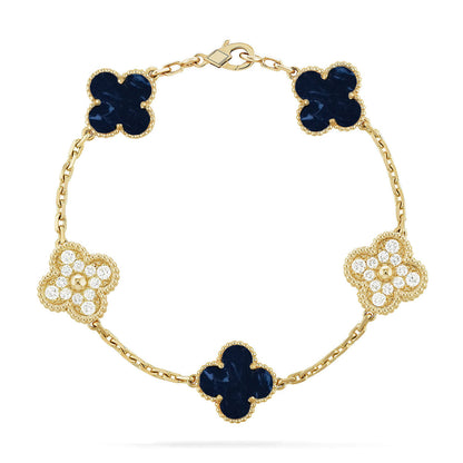 [Garvey]LUCKY CLOVER 5-MOTIF BRACELET - PIETERSITE COLLECTION