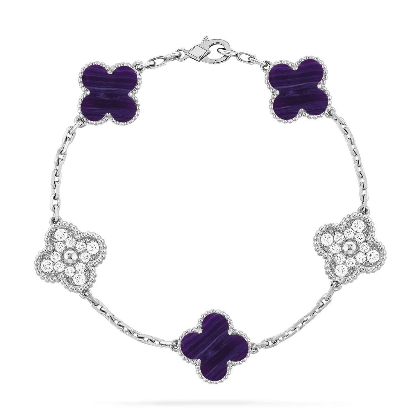 [Garvey]LUCKY CLOVER 5-MOTIF BRACELET - CHAROITE COLLECTION