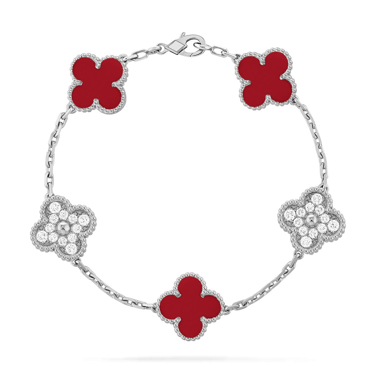 [Garvey ] CLOVER 5 MOTIF RED CORNELIAN BRACELET COLLECTION