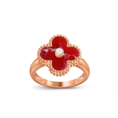 [Garvey]LUCKY CLOVER DIAMOND-ACCENT ROSE GOLD RING COLLECTION