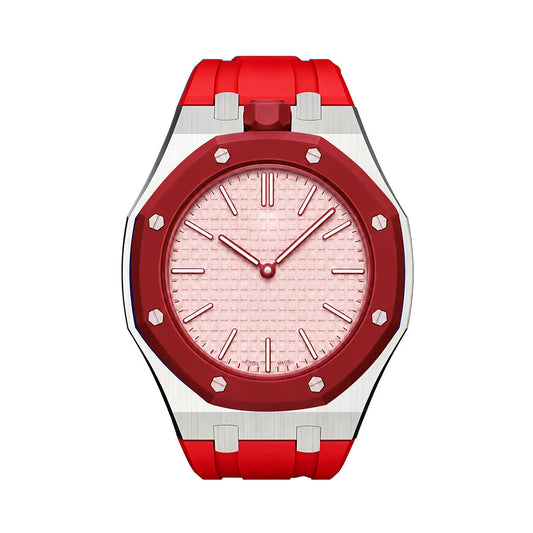 [Garvey]OAK POP ORANGE-RED STEEL SILICONE STRAP
