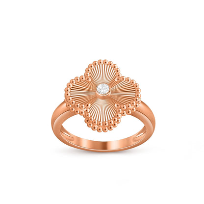 [Garvey]LUCKY CLOVER DIAMOND-ACCENT ROSE GOLD RING COLLECTION