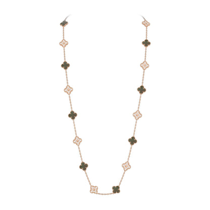 [Garvey]CLASSIC 20-MOTIF LUCKY CLOVER LONG NECKLACE ROSE GOLD COLLECTION
