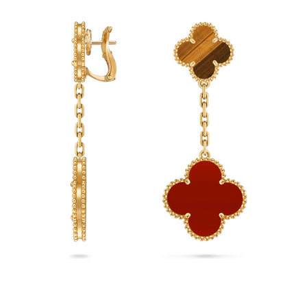 [Garvey]CLOVER DUAL-MOTIF STATEMENT STUD EARRINGS - DOUBLE-CHARM COLLECTION