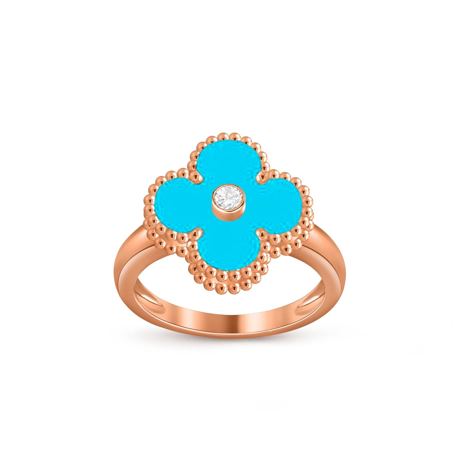 [Garvey]LUCKY CLOVER DIAMOND-ACCENT ROSE GOLD RING COLLECTION