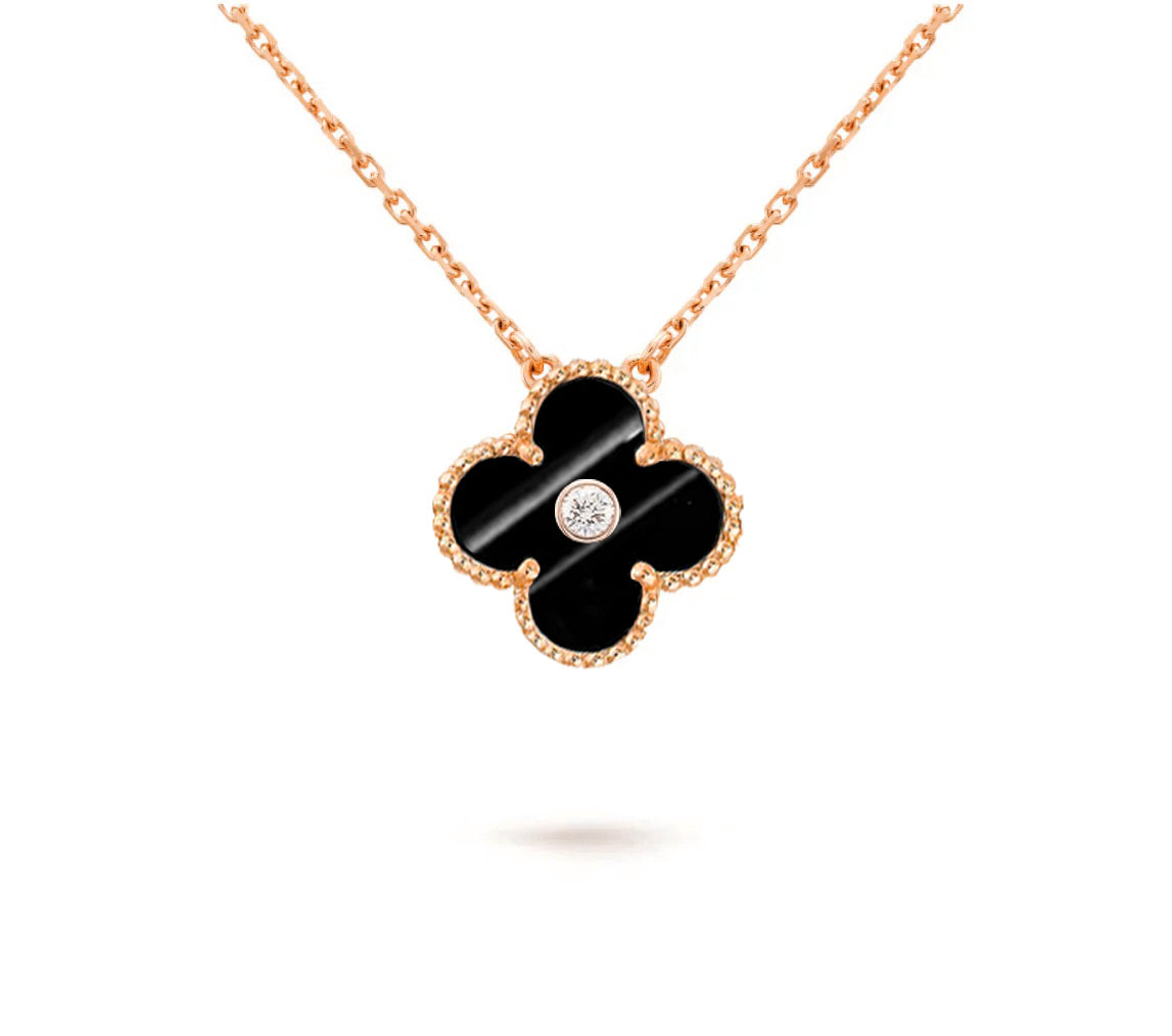 [Garvey]15MM CLOVER FLOWER DIAMOND PENDANT NECKLACE COLLECTION
