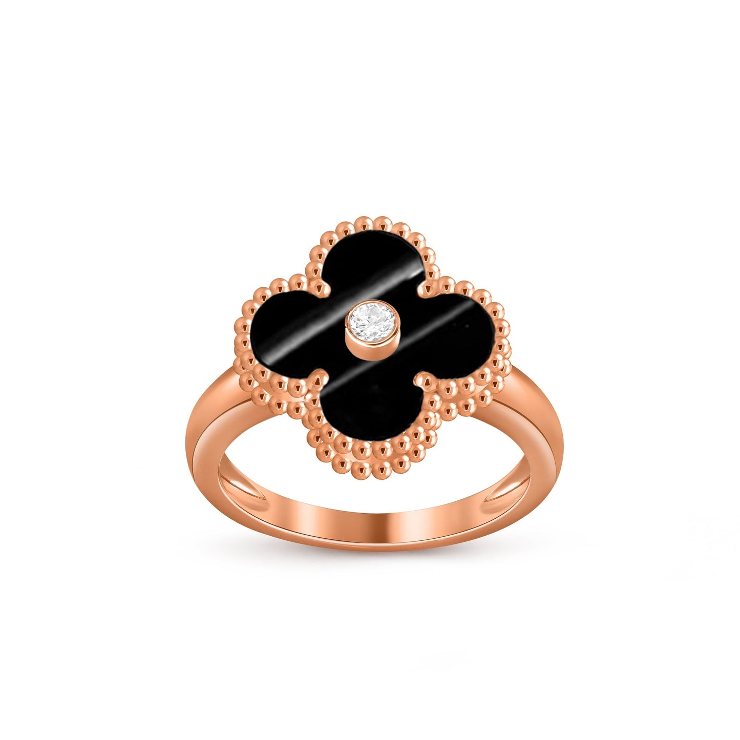 [Garvey]LUCKY CLOVER DIAMOND-ACCENT ROSE GOLD RING COLLECTION