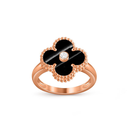 [Garvey]LUCKY CLOVER DIAMOND-ACCENT ROSE GOLD RING COLLECTION