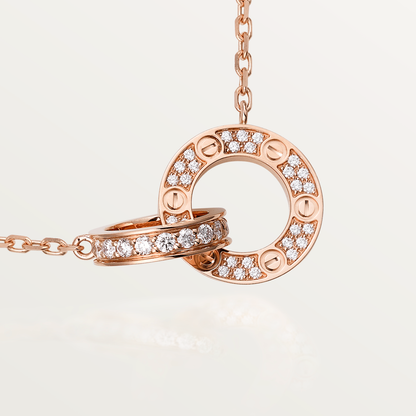 [Garvey ]LOVE 7.6MM NECKLACE ROSE GOLD AND SILVER  FULL DIAMOND