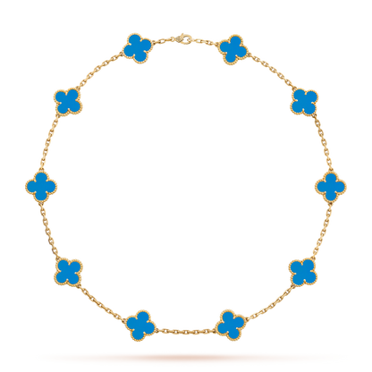[Garvey ]CLOVER 10 MOTIFS BLUE AGATE NECKLACE