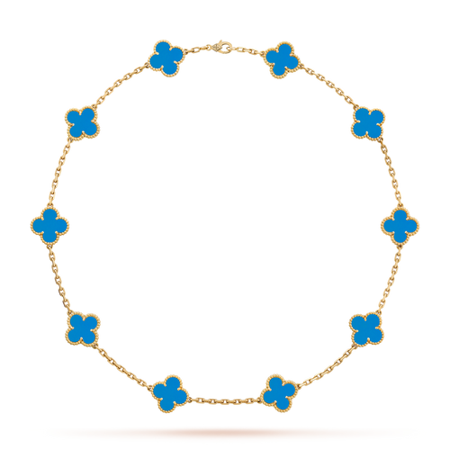 [Garvey ]CLOVER 10 MOTIFS BLUE AGATE NECKLACE