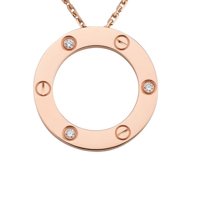 [Garvey]LOVE LARGE CIRCULAR PENDANT 3-DIAMOND NECKLACE