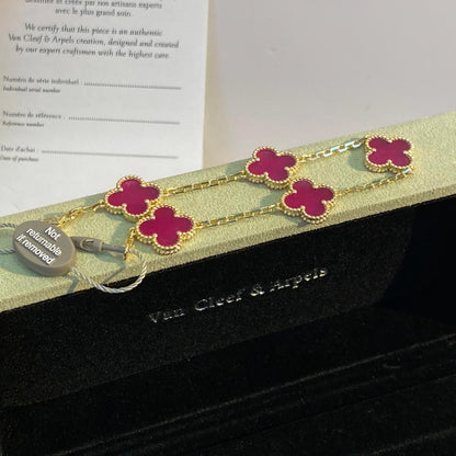 [Garvey]NEW CLOVER 5 MOTIFS PINK ENAMEL BRACELET
