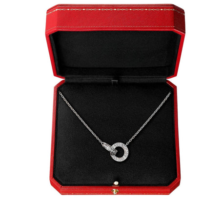[Garvey]LOVE DOUBLE-RING PENDANT FULL-PAVÉ NECKLACE