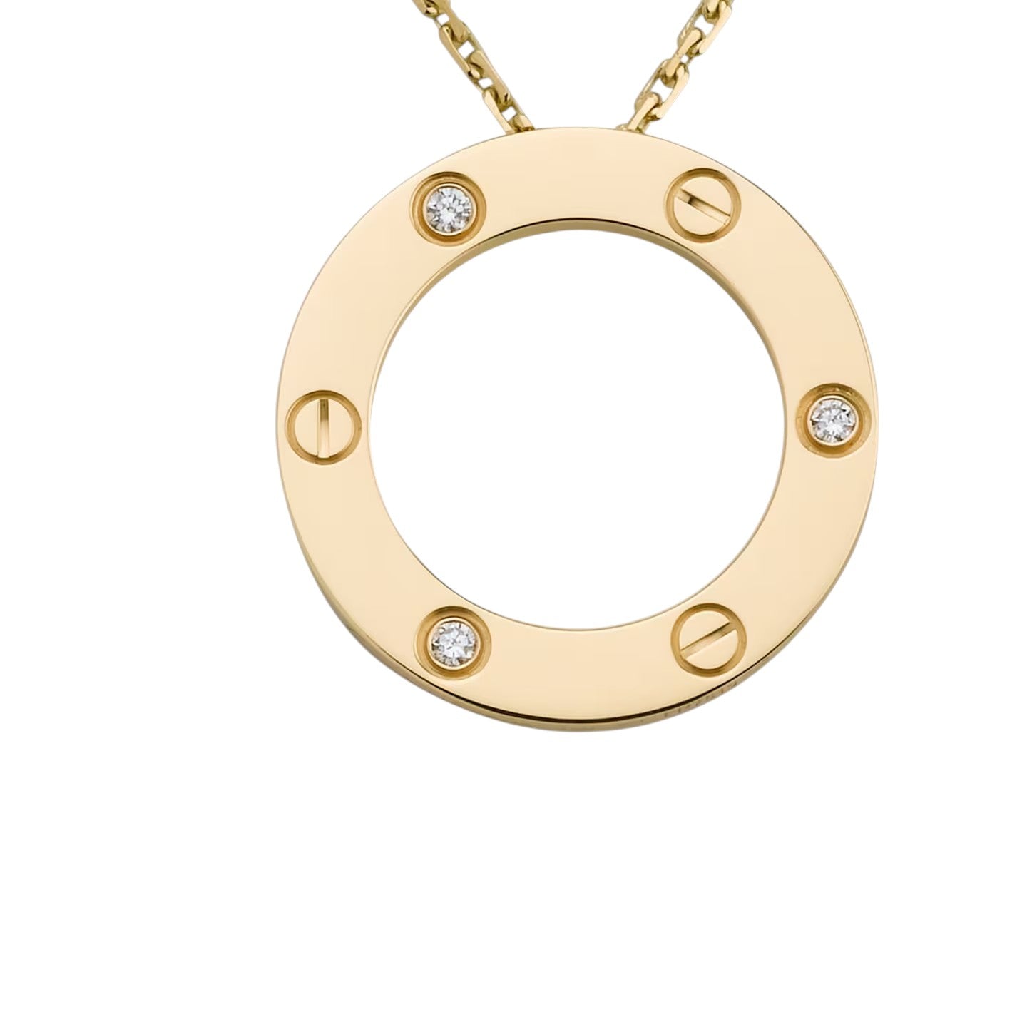 [Garvey]LOVE LARGE CIRCULAR PENDANT 3-DIAMOND NECKLACE