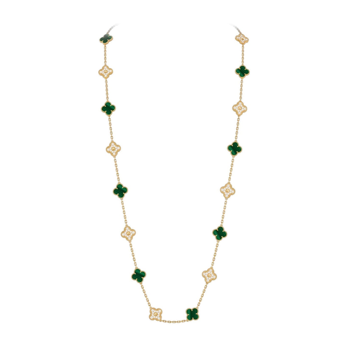 [Garvey]CLASSIC 20-MOTIF LUCKY CLOVER LONG NECKLACE GOLD COLLECTION