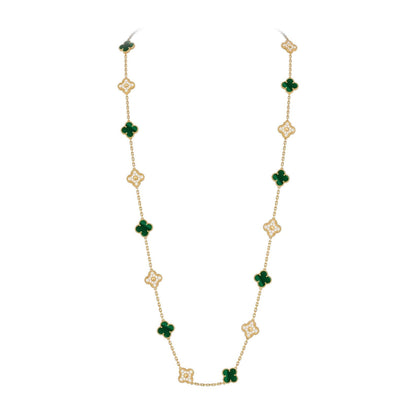 [Garvey]CLASSIC 20-MOTIF LUCKY CLOVER LONG NECKLACE GOLD COLLECTION