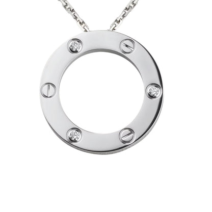[Garvey]LOVE LARGE CIRCULAR PENDANT 3-DIAMOND NECKLACE