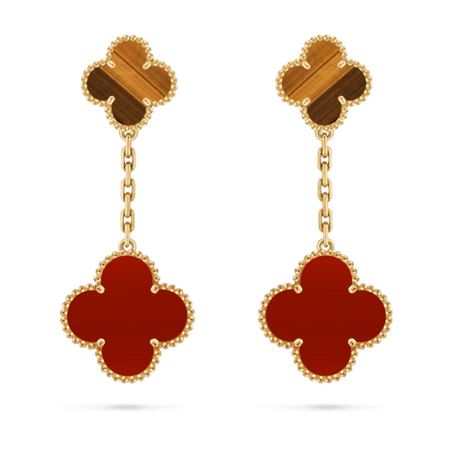 [Garvey]CLOVER DUAL-MOTIF STATEMENT STUD EARRINGS - DOUBLE-CHARM COLLECTION