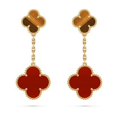 [Garvey]CLOVER DUAL-MOTIF STATEMENT STUD EARRINGS - DOUBLE-CHARM COLLECTION