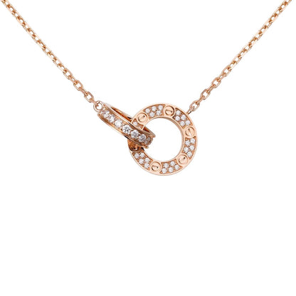 [Garvey]LOVE DOUBLE-RING PENDANT FULL-PAVÉ NECKLACE