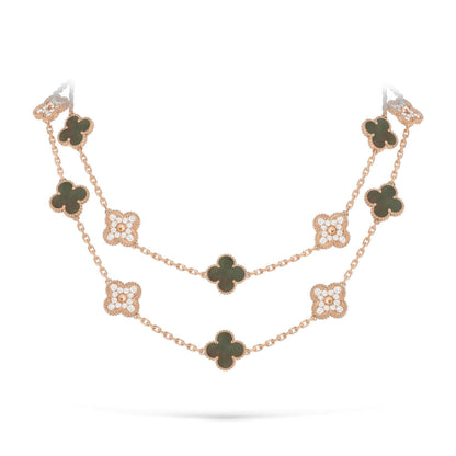 [Garvey]CLASSIC 20-MOTIF LUCKY CLOVER LONG NECKLACE ROSE GOLD COLLECTION