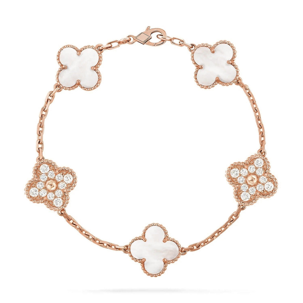 [Garvey ]CLOVER WHITE PEARL MOP 5 MOTIF BRACELET COLLECTION