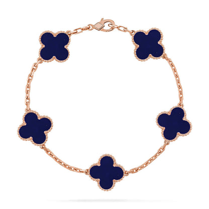 [Garvey]LUCKY CLOVER 5-MOTIF BRACELET - LAPIS LAZULI COLLECTION