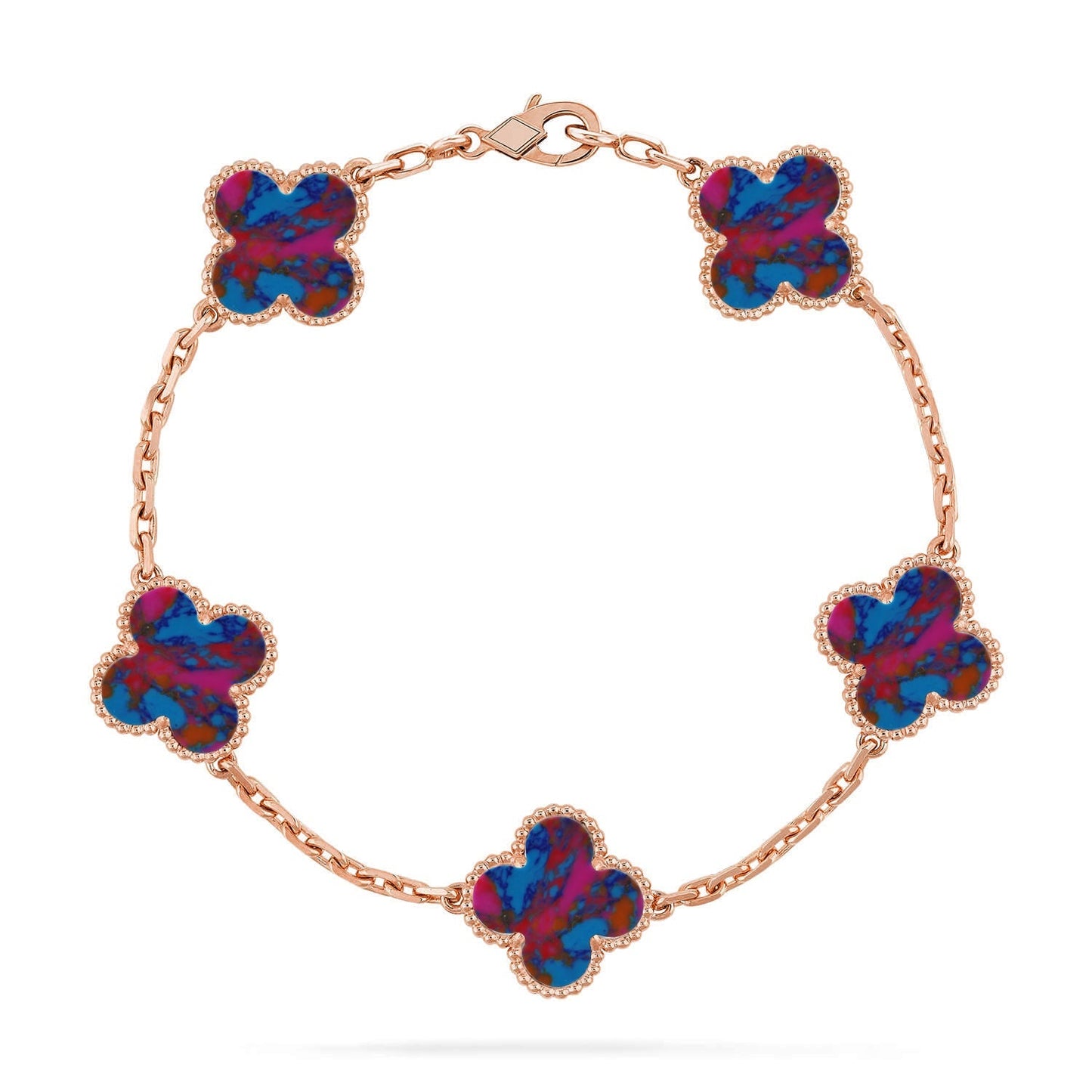 [Garvey]LUCKY CLOVER 5-MOTIF BRACELET - MULTI-GEM COLLECTION