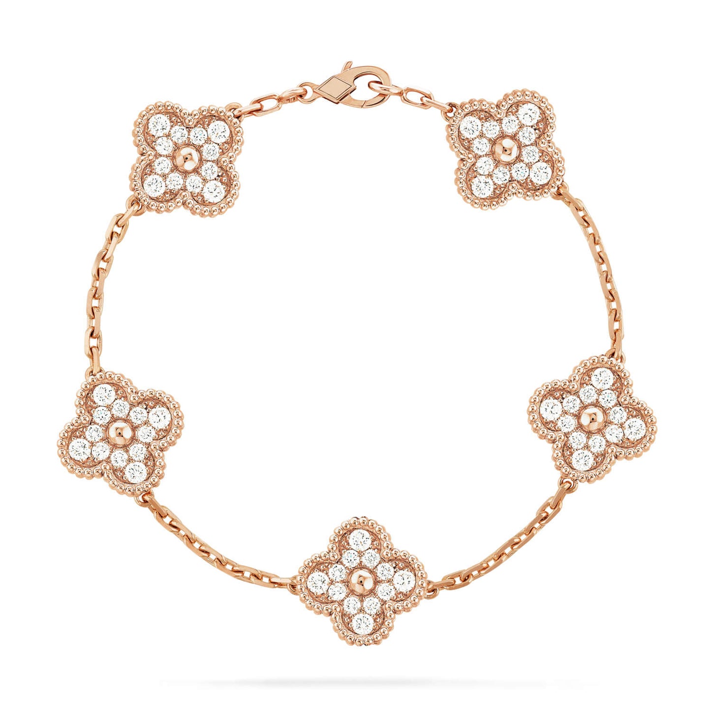[Garvey]LUCKY CLOVER 5-MOTIF BRACELET - FULL-DIAMOND