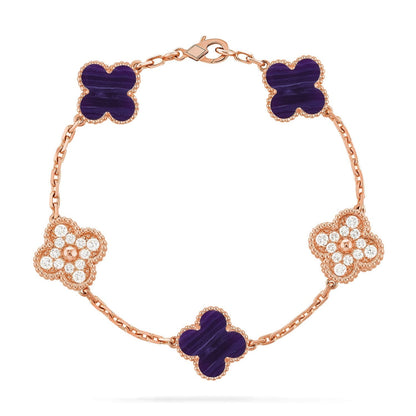 [Garvey ]CLOVER 5 MOTIF PURPLE STRIPES BRACELET COLLECTION