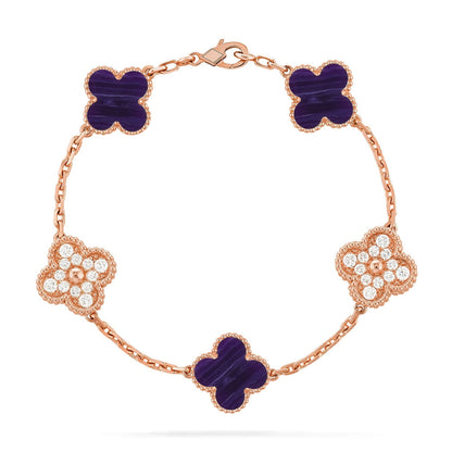 [Garvey]LUCKY CLOVER 5-MOTIF BRACELET - CHAROITE COLLECTION