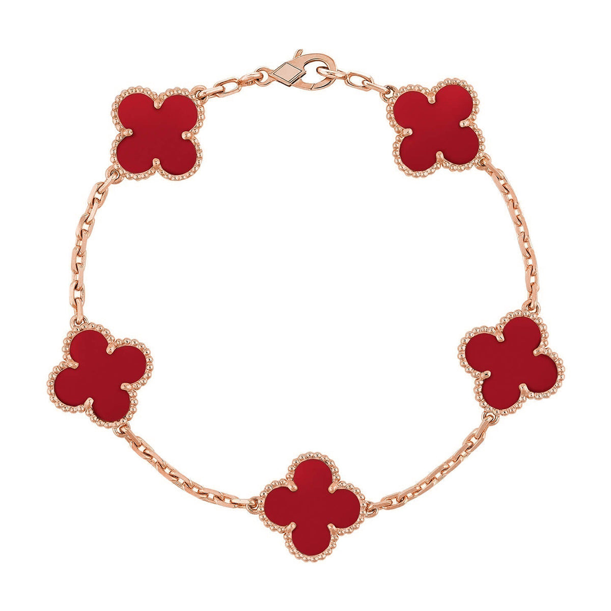 [Garvey ] CLOVER 5 MOTIF RED CORNELIAN BRACELET COLLECTION