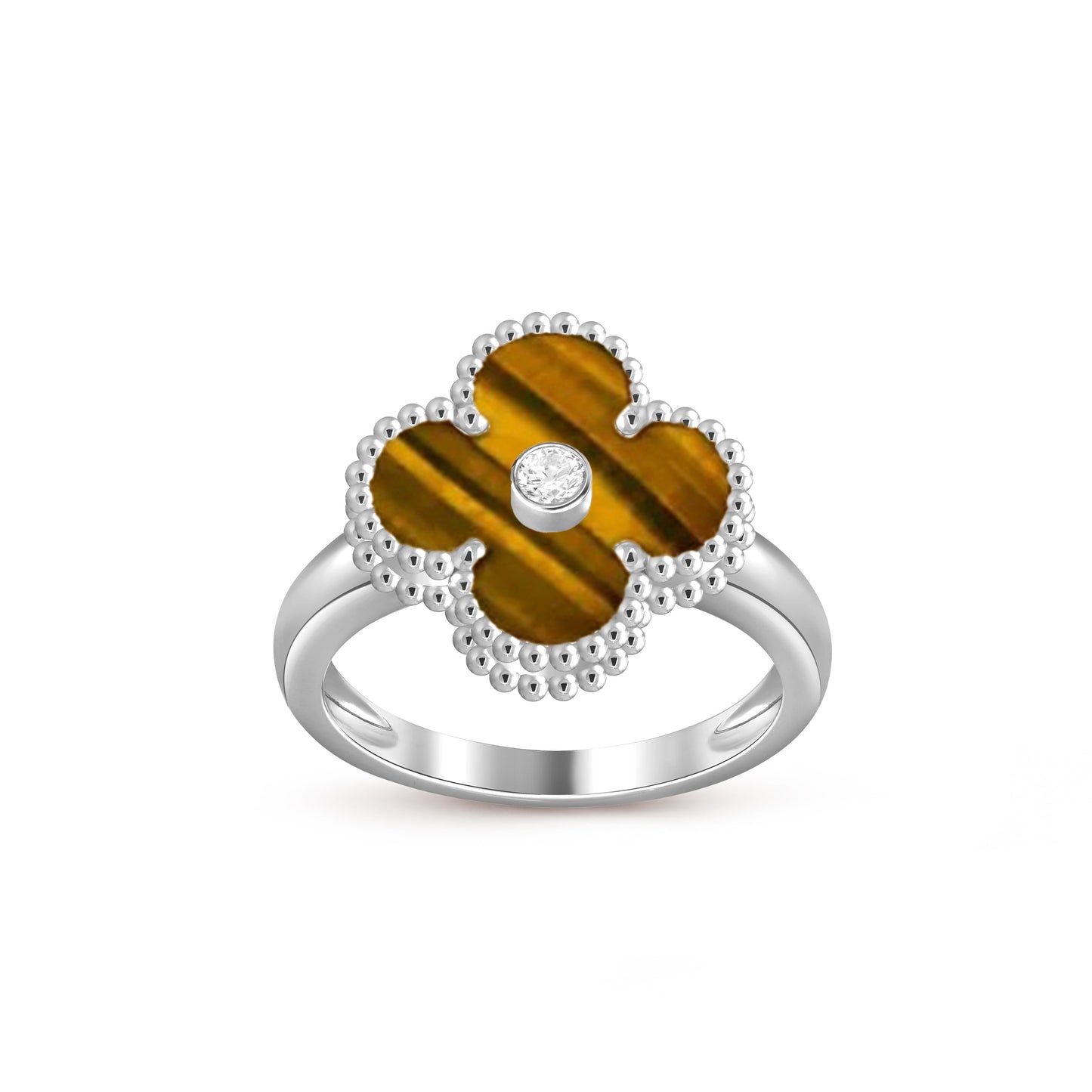 [Garvey]LUCKY CLOVER DIAMOND-ACCENT WHITE GOLD RING COLLECTION