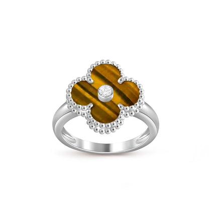 [Garvey]LUCKY CLOVER DIAMOND-ACCENT WHITE GOLD RING COLLECTION