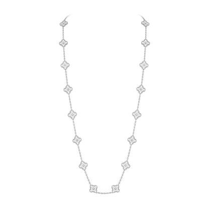 [Garvey]CLASSIC 20-MOTIF LUCKY CLOVER LONG NECKLACE WHITE GOLD COLLECTION