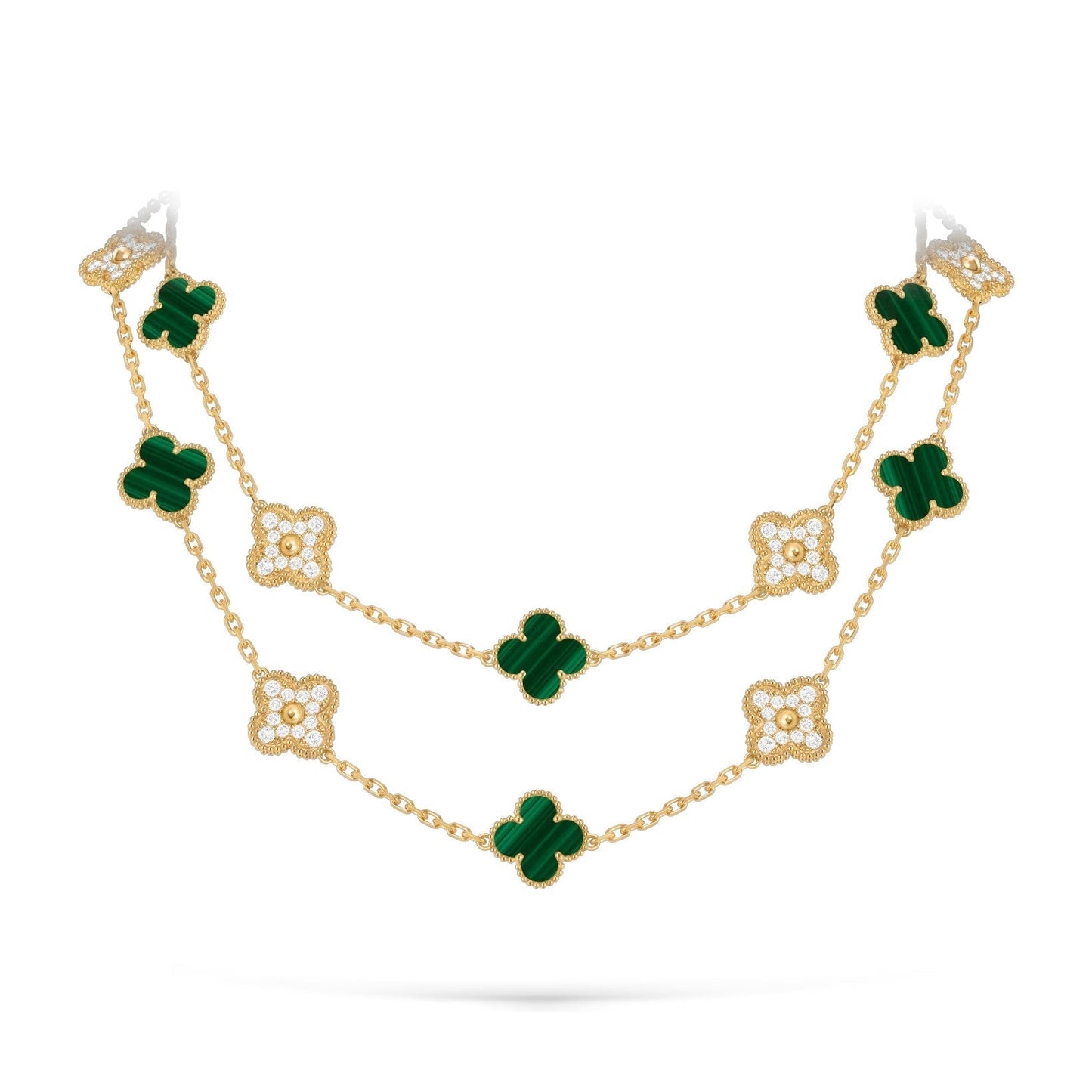 [Garvey]CLASSIC 20-MOTIF LUCKY CLOVER LONG NECKLACE GOLD COLLECTION