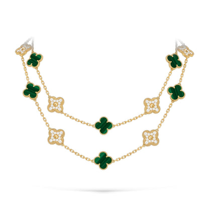[Garvey]CLASSIC 20-MOTIF LUCKY CLOVER LONG NECKLACE GOLD COLLECTION