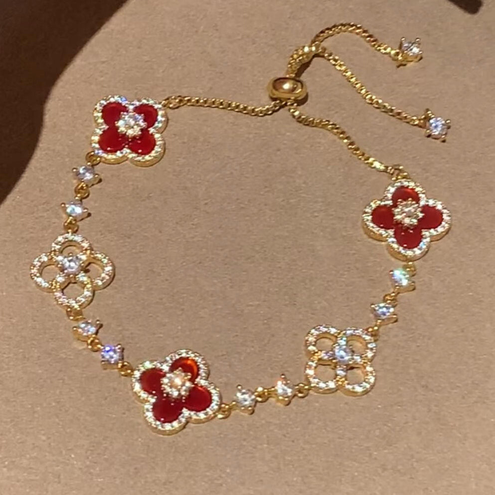 [Garvey ]CLOVER 5 MOTIF PINK BLUE RED WHITE BRACELET